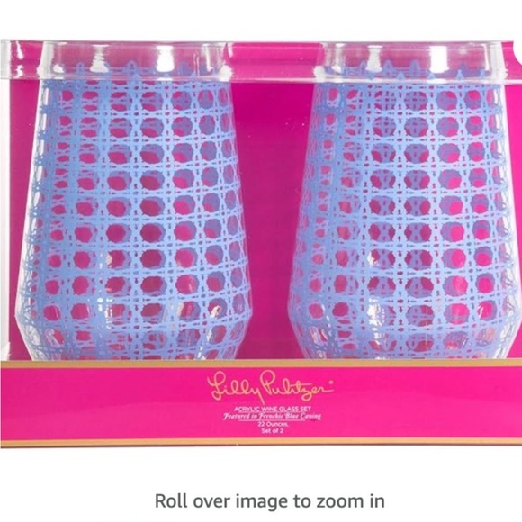 New in Box Lilly Pulitzer Stemless Wine Glass Set of 2, Large Acrylic Wine Glass - Picture 4 of 5